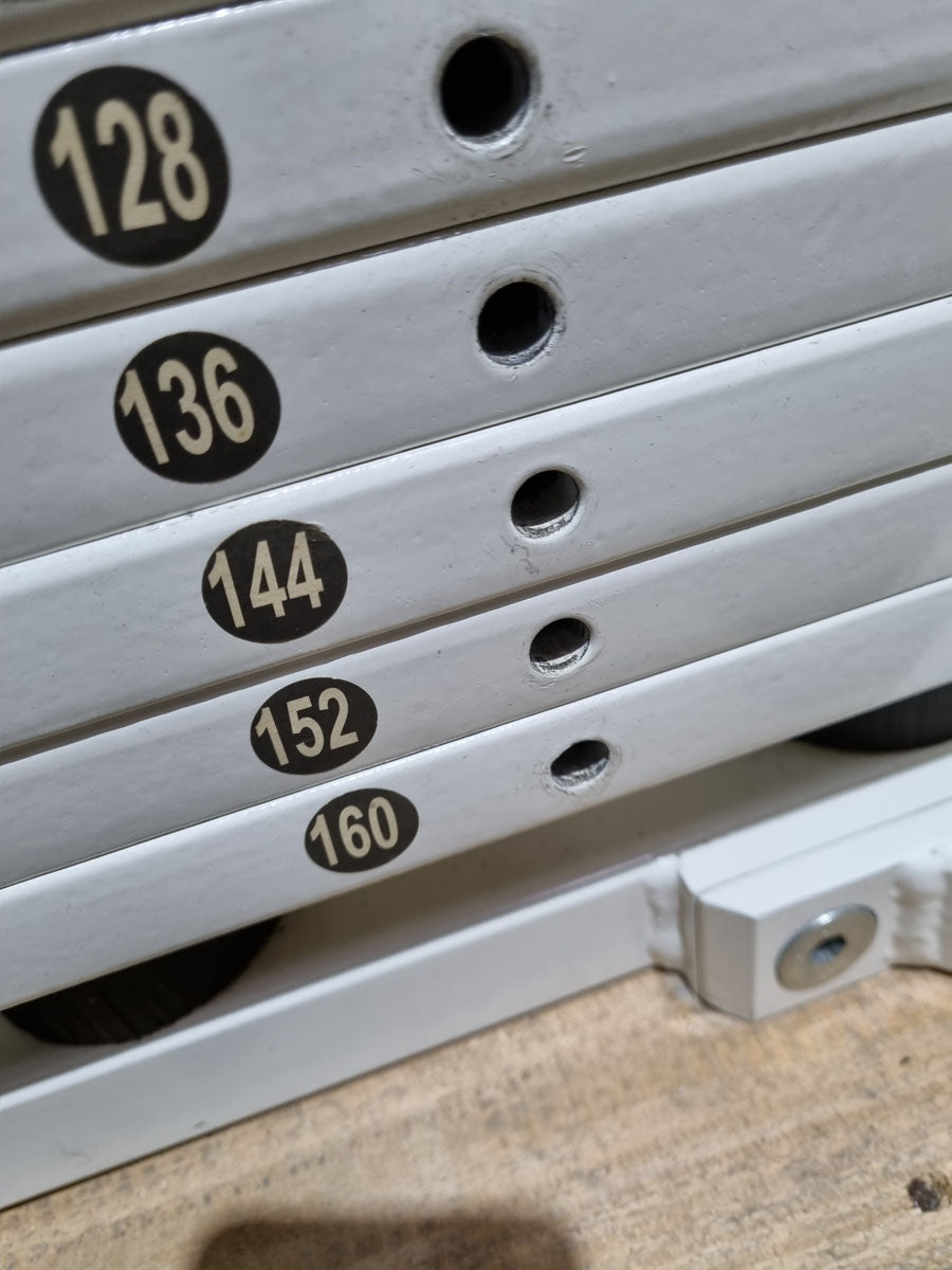 Kaphingst functional press, adjustable leg press, with tilting gyroscope, MPG, frame color white, upholstery color turquoise, used - refurbished condition