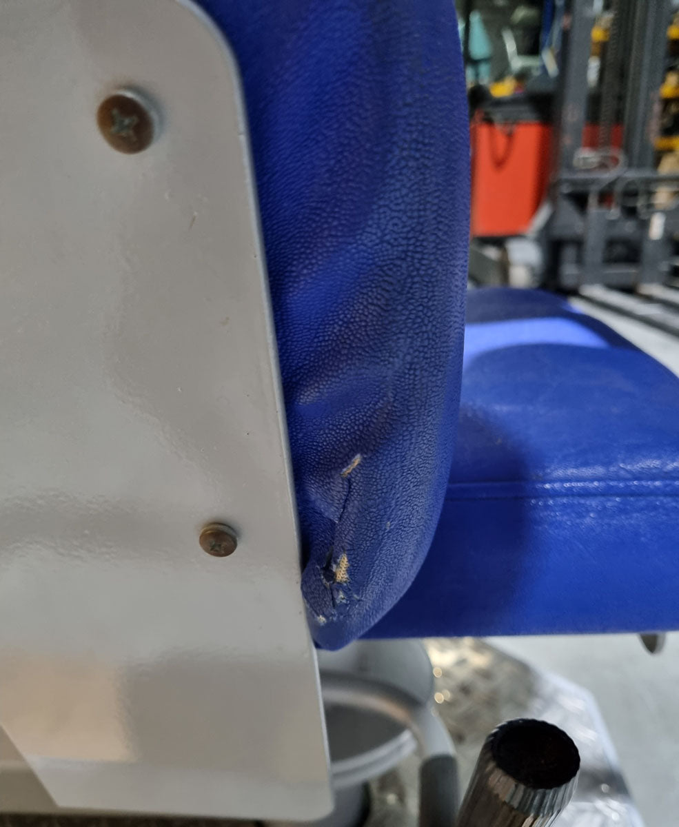 SVG Rumpfrotator - Rotationsmaschine - seitliche Bauchmuskeln, Rahmenfarbe Silber, Polsterfarbe Blau, gebraucht - überholter Zustand