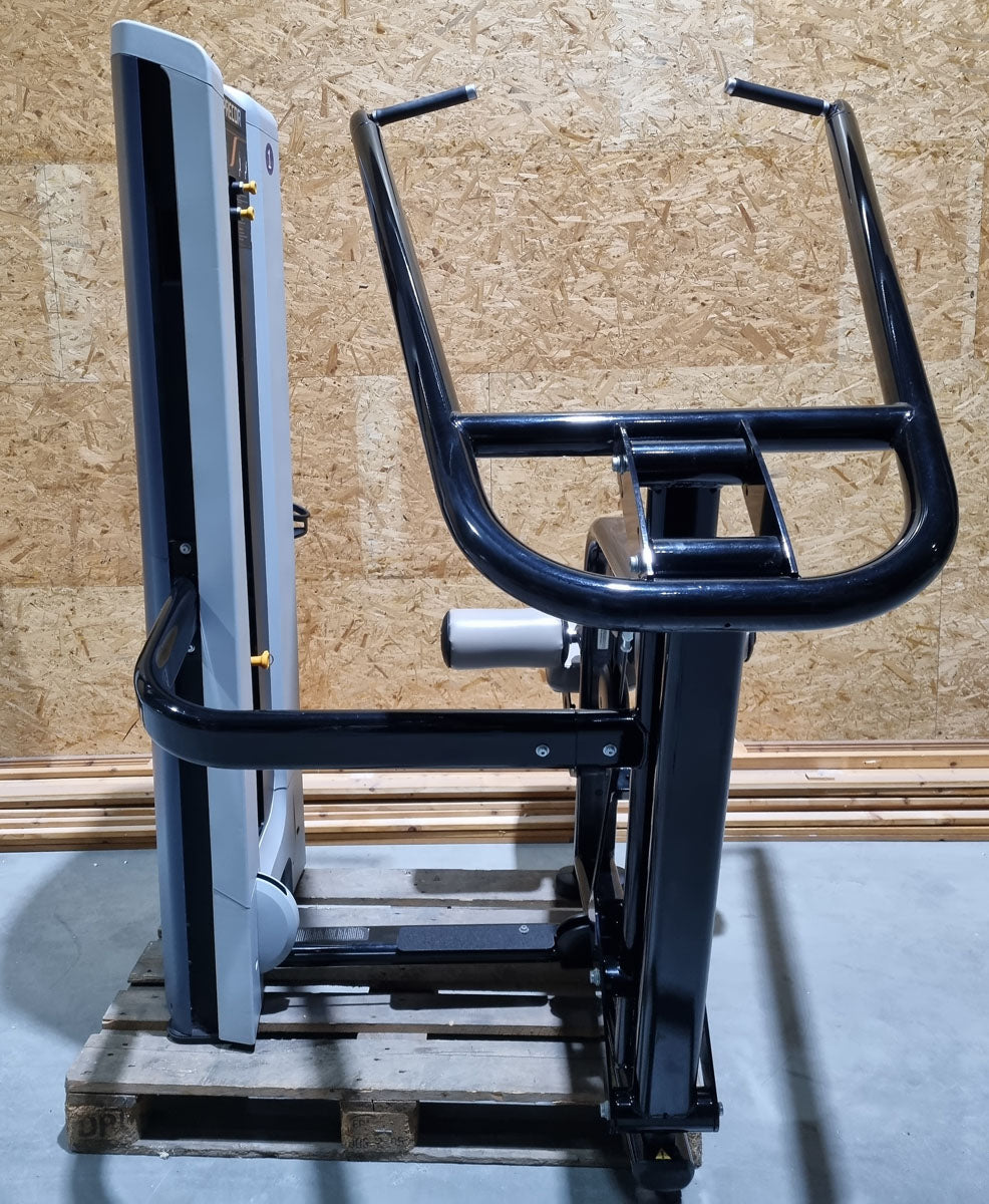Precor Latzug von Oben, Lat-Pulldown, Rahmenfarbe Schwarz, Polsterfarbe Grau, gebrauchter - überholter Zustand