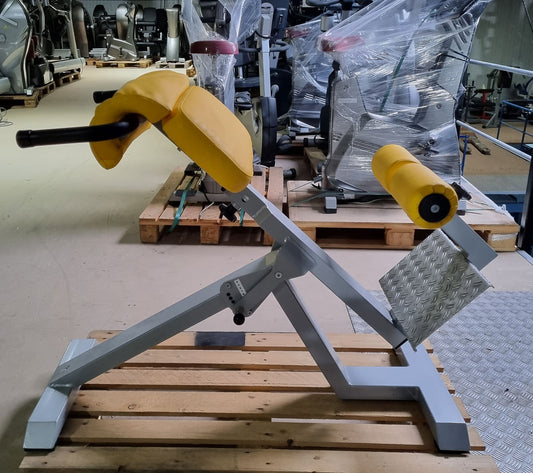 SVG Hyperextension 45° - Rückenstreckerbank, verstellbar, Rahmenfarbe Silber, Polsterfarbe Gelb, gebraucht - überholter Zustand