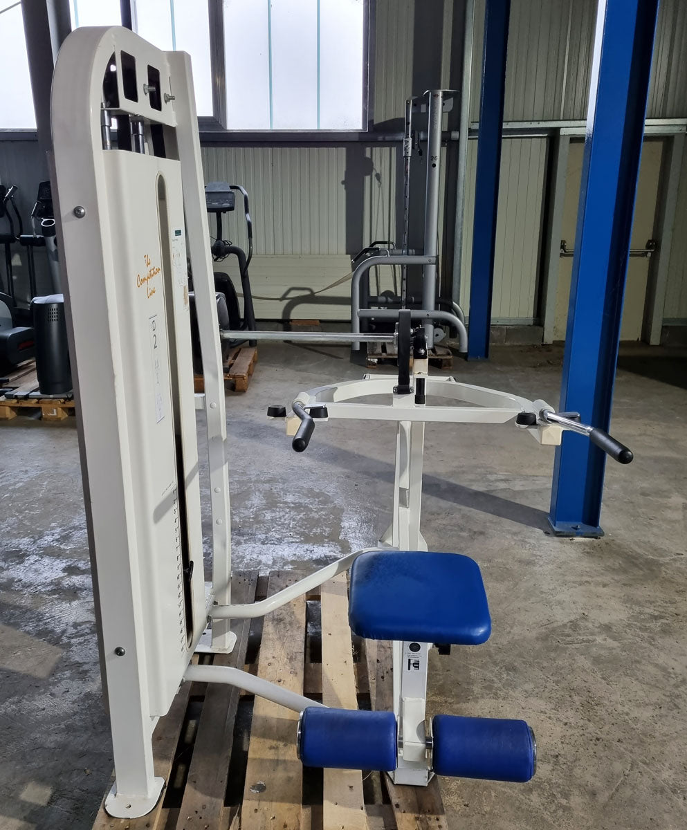 Competition Line Triceps Machine Dip, Triceps Extension Dip, frame color white, upholstery color blue, used - refurbished condition