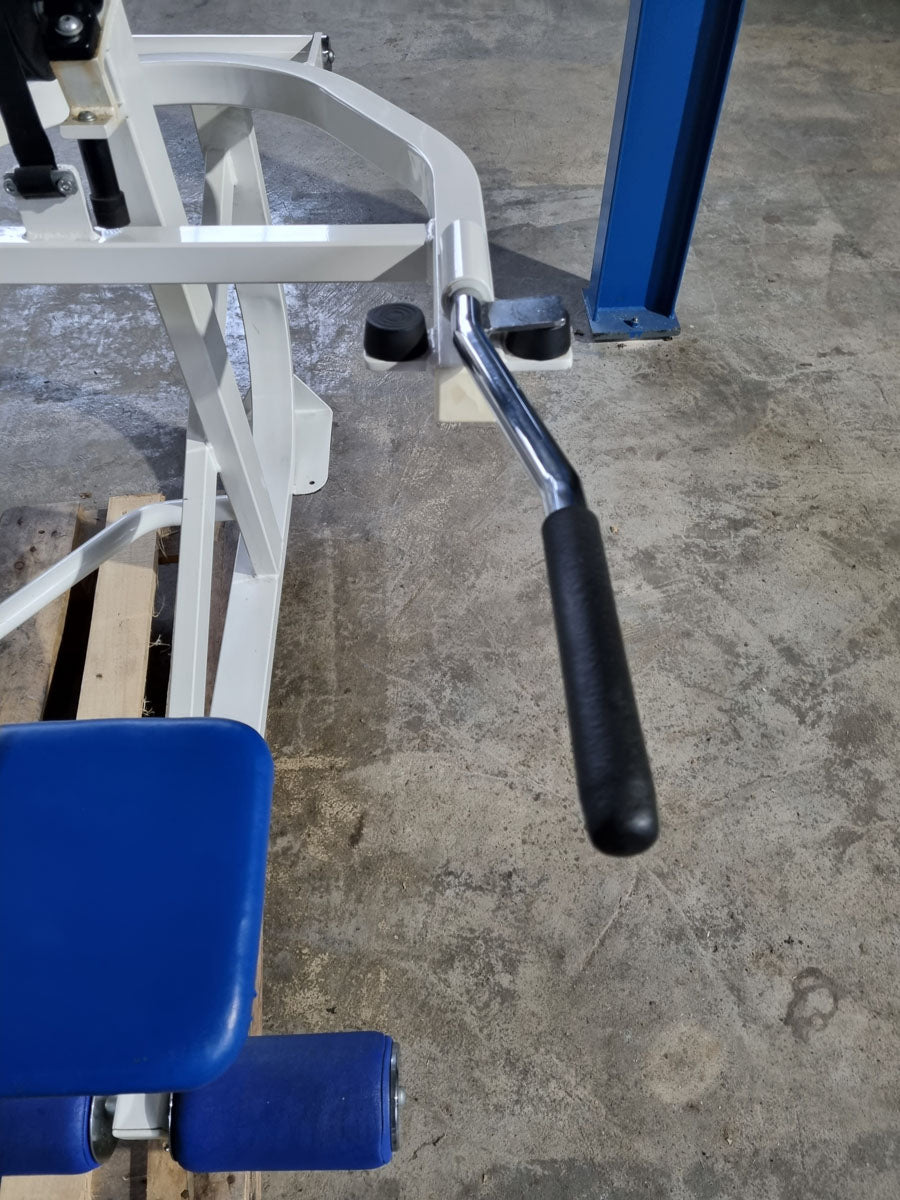 Competition Line Triceps Machine Dip, Triceps Extension Dip, frame color white, upholstery color blue, used - refurbished condition