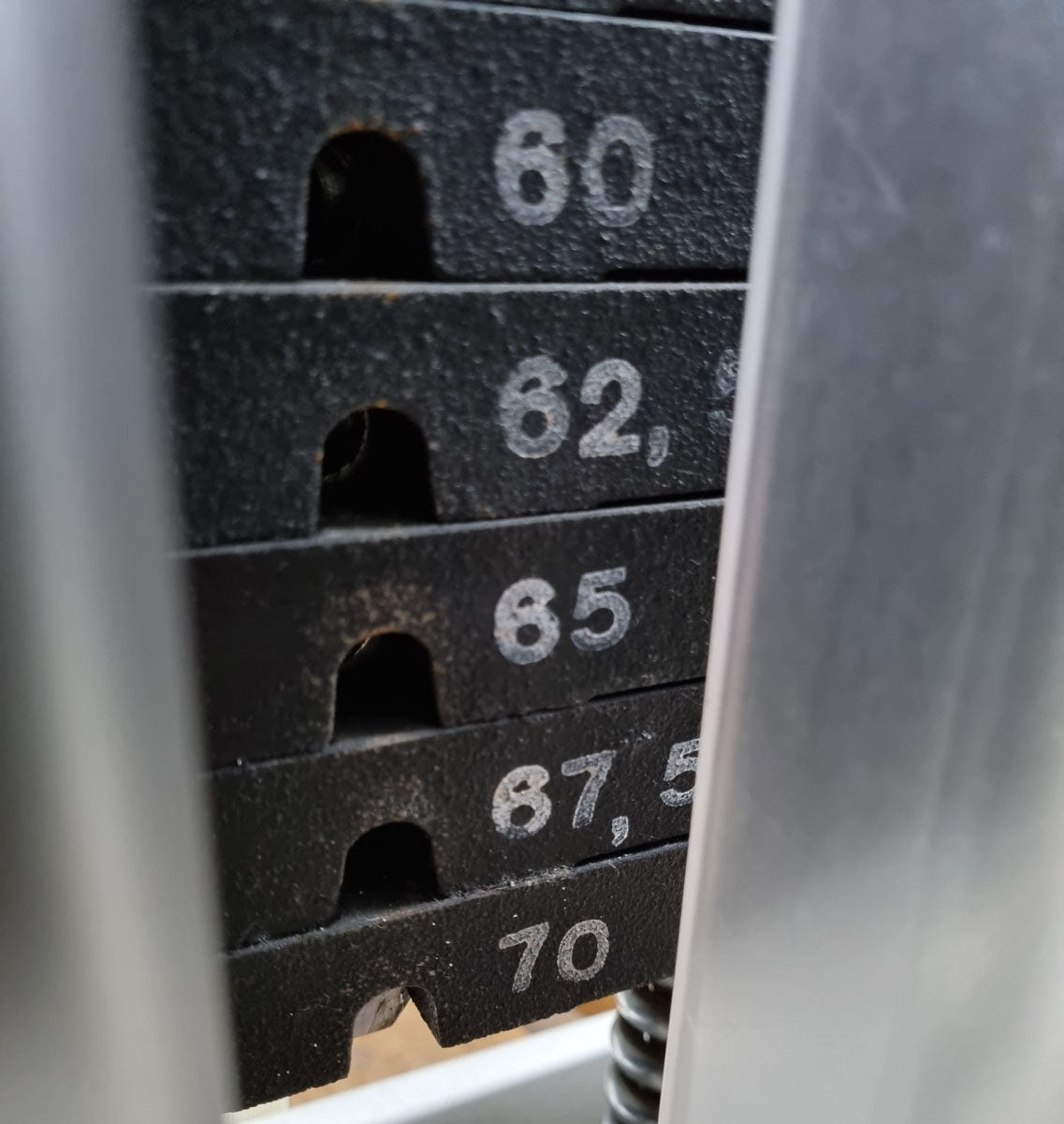 Gym80 standing buttock machine, gluteus machine, glutes kick radial, Edition Line, frame white, upholstery dark brown, used - refurbished condition