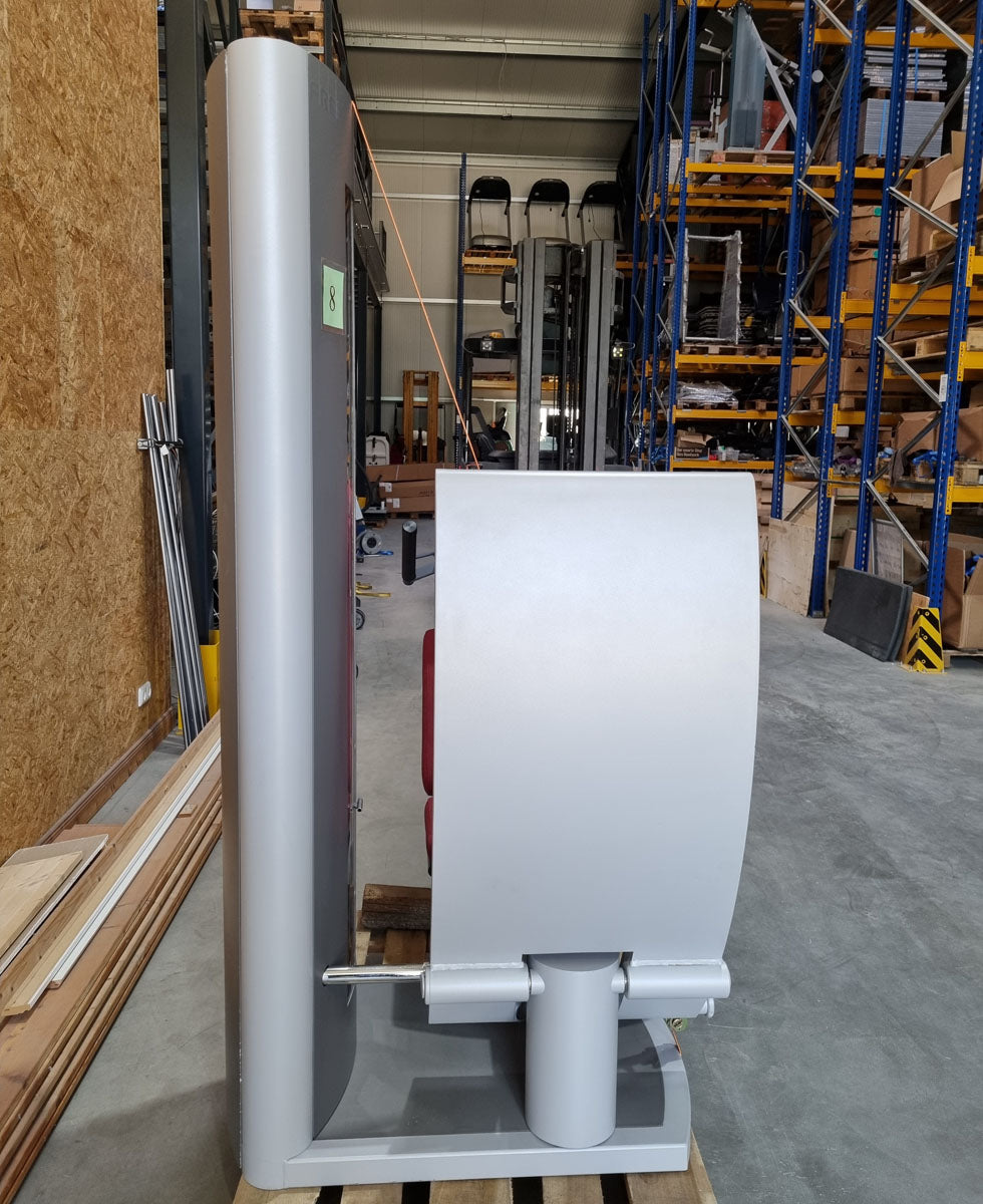 Frei Genius Eco Funktionsstemme - verstellbare Beinpresse, Rahmenfarbe Silber, Polsterfarbe Rot, gebraucht - überholter Zustand