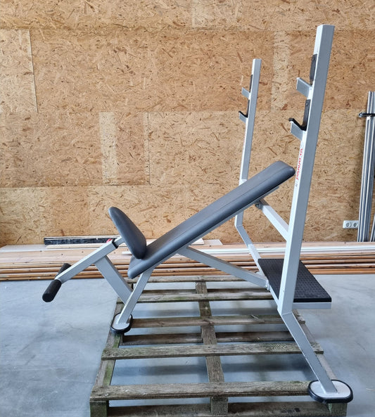 Panatta Schrägdrückerbank, Olympic Incline Bench, Hantelbank Schrägbankdrücken, Rahmenfarbe Silber, gebraucht mit Gebrauchsspuren
