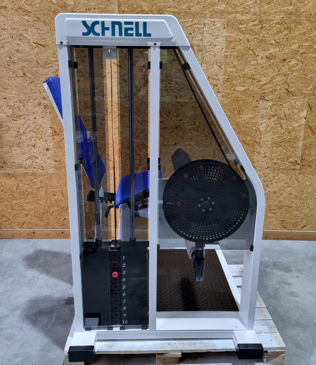 Schnell Beinstrecker und Beinbeuger sitzend im Set 2 Geräte - Neu lackiert - Leg Curl und Leg Extension, Rahmenfarbe Weiß, Polsterfarbe Blau, gebraucht - überholter Zustand