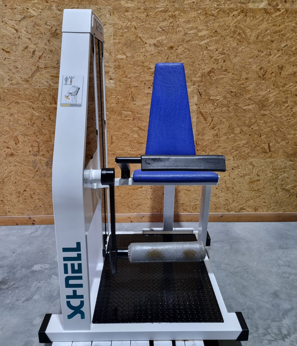 Schnell Beinstrecker und Beinbeuger sitzend im Set 2 Geräte - Neu lackiert - Leg Curl und Leg Extension, Rahmenfarbe Weiß, Polsterfarbe Blau, gebraucht - überholter Zustand