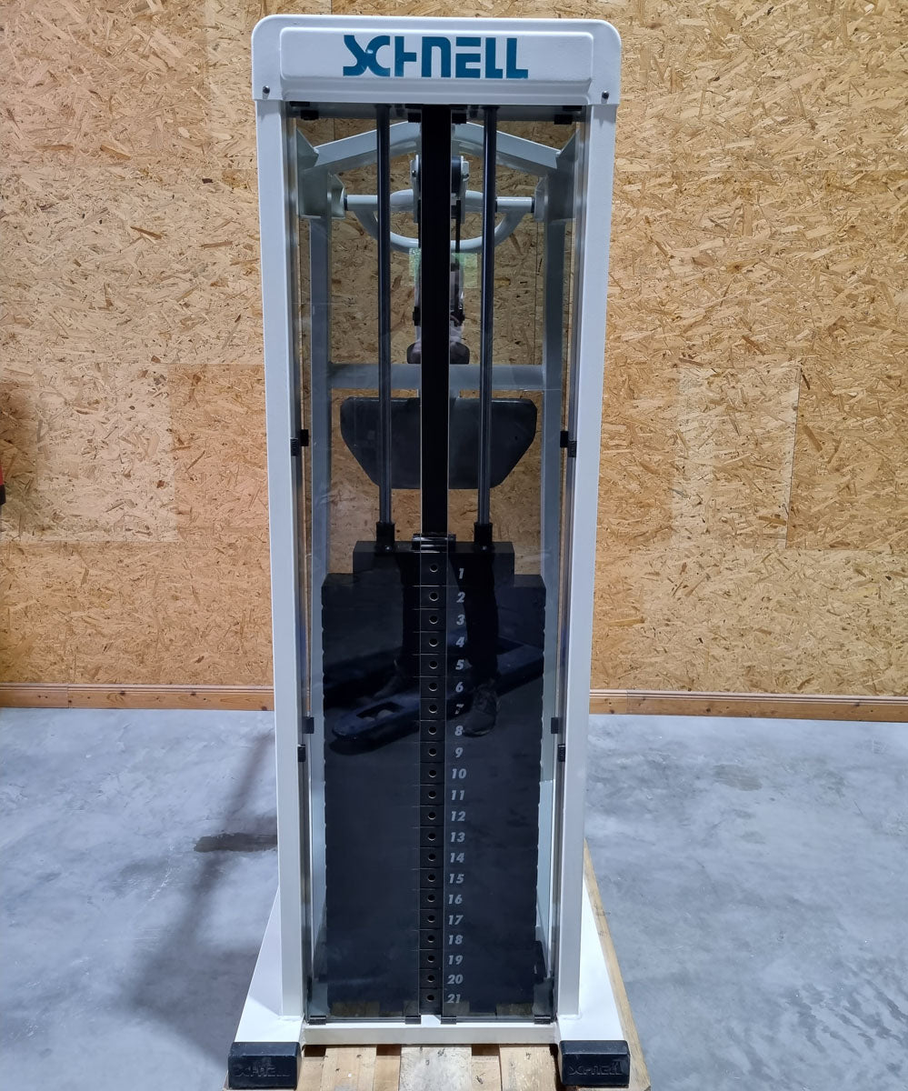 Schnell Beinpresse 45° Legpress, Beinpress-Maschine aus der Target Kompakt Line - Oldschool Bodybuilding, Rahmenfarbe Weiß, gebrauchter - überholter Zustand