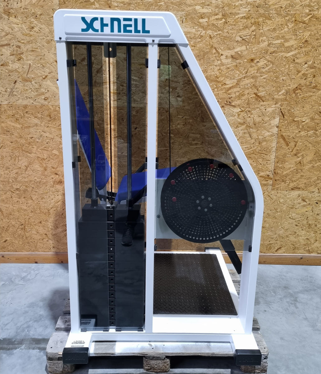 Schnell Beinstrecker und Beinbeuger sitzend im Set 2 Geräte - Neu lackiert - Leg Curl und Leg Extension, Rahmenfarbe Weiß, Polsterfarbe Blau, gebraucht - überholter Zustand