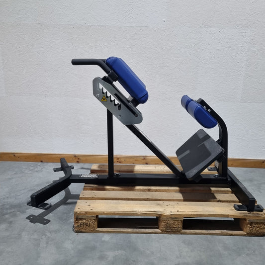Hammer Strength Hyperextension 45° Rückenstreckerbank verstellbar, Back extension BW-BE, Rahmenfarbe Schwarz, Polsterfarbe Blau, gebraucht - überholter Zustand