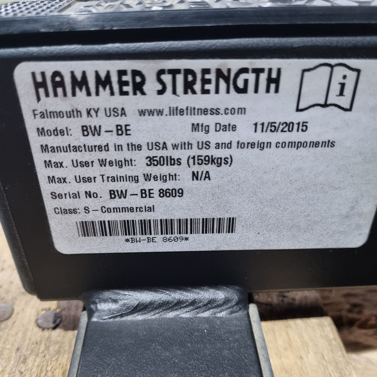 Hammer Strength Hyperextension 45° Rückenstreckerbank verstellbar, Back extension BW-BE, Rahmenfarbe Schwarz, Polsterfarbe Blau, gebraucht - überholter Zustand