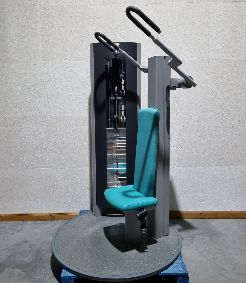 Frei Genius Schulterblattfixator und Stützstemme - Latzug Pulldown und Dips - Kombigerät 2 in 1, Rahmenfarbe Silber - gebraucht - überholter Zustand