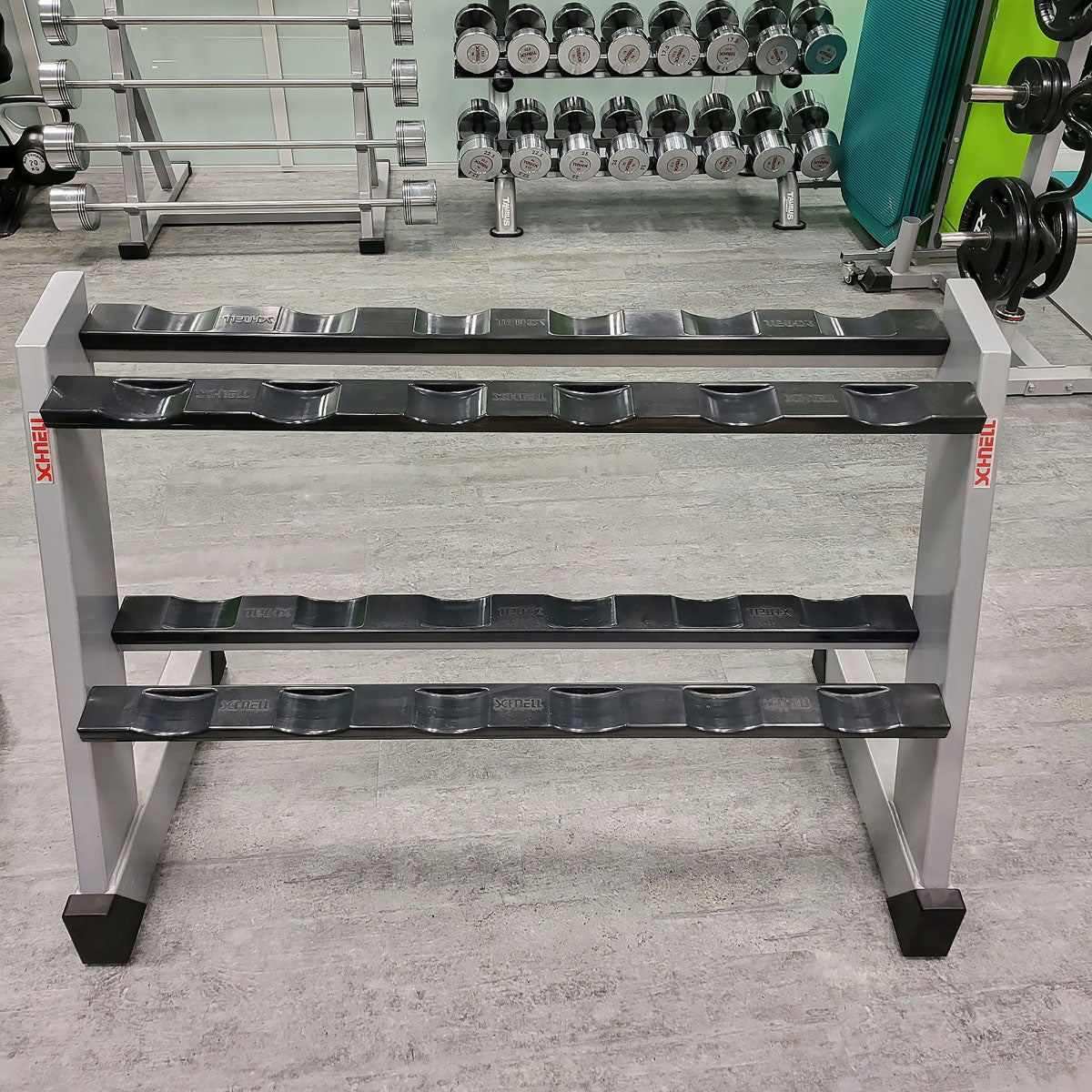 Schnell Kurzhantelständer für 6 Paar, 2 Stück = 12 Paar, Farbe Silber, gebraucht - geprüfter Zustand