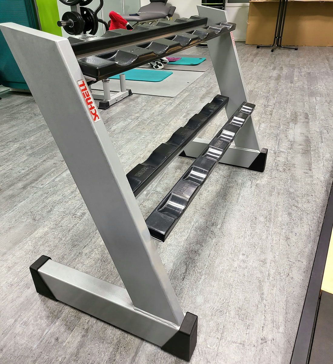 Schnell Kurzhantelständer für 6 Paar, 2 Stück = 12 Paar, Farbe Silber, gebraucht - geprüfter Zustand