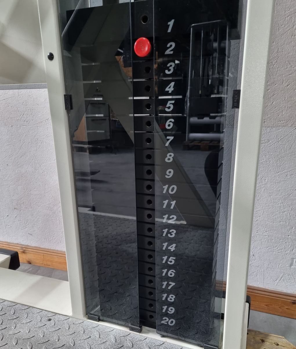 Schnell Pullover Maschine, Armhebemaschine, Überzüge - Target Kompakt Line - Oldschool Bodybuilding, Rahmenfarbe Weiß, gebrauchter - überholter Zustand