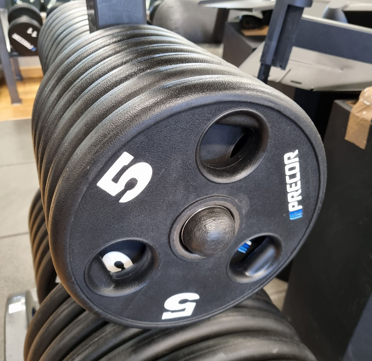 Precor Hantelscheiben, PU Polyurethan Gummiert, 937,5kg Gripper, Olympia 50mm, erst 3 Jahre alt, Schwarz, gebraucht - guter Zustand