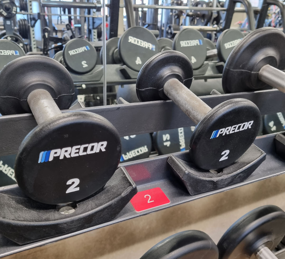 Precor Kurzhantel Satz aus PU Polyurethan Gummiert, 2 bis 30kg, verschiedene Stufen, erst 3 Jahre alt, Schwarz, gebraucht - guter Zustand