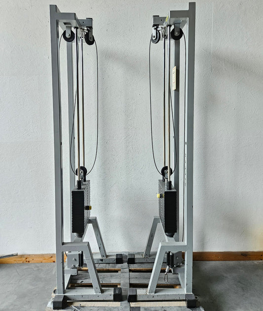 TechnoGym 2x Kabelzug, Cable Crossover, Seilzug von oben und unten, Silverline, Oldschool, Rahmenfarbe Silber, gebraucht - mit Gebrauchsspuren