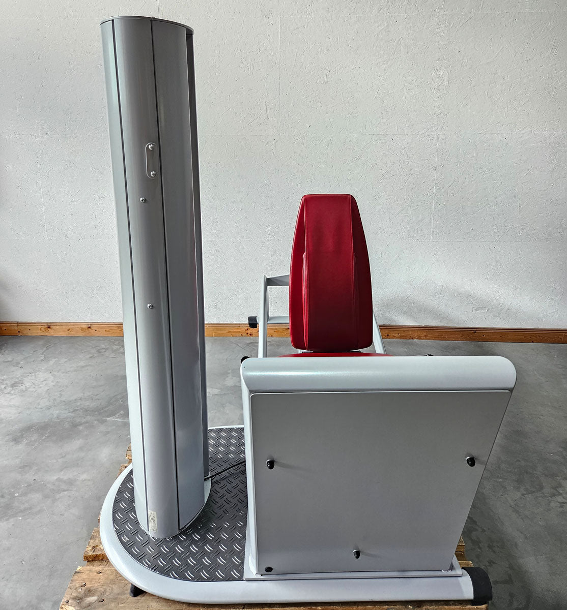 Dr. Wolff Beinpresse 806 Variante XS - extra platzsparend gebaut, ähnlich Funktionsstemme, Gerät aus Präventions-Park, Rahmenfarbe Silber, gebrauchter - überholter Zustand