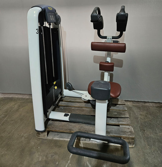 Technogym Rotationsmaschine, Rotary Torso, Twister, Selection Line, Rahmenfarbe Weiß, Polsterfarbe Braun, gebraucht - überholter Zustand