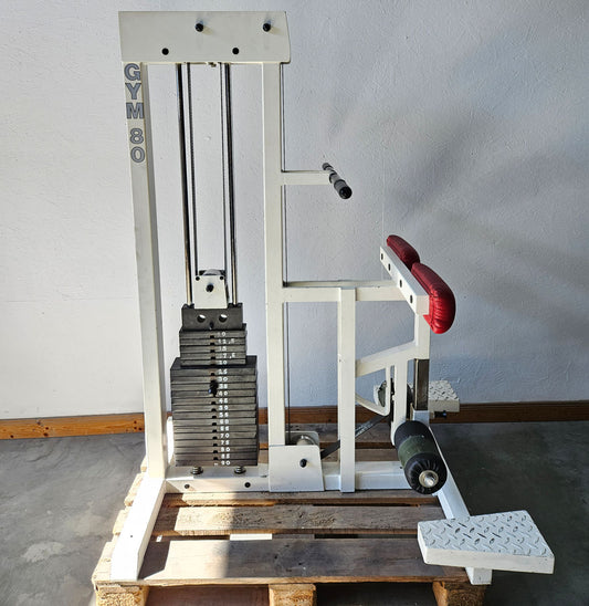 Gym80 Gluteusmaschine stehend, Glute Raiser, Pomaschine, Oldschool Bodybuilding Kraftgerät - Edition oder Classic Line, Rahmen Weiß, gebraucht mit Gebrauchsspuren