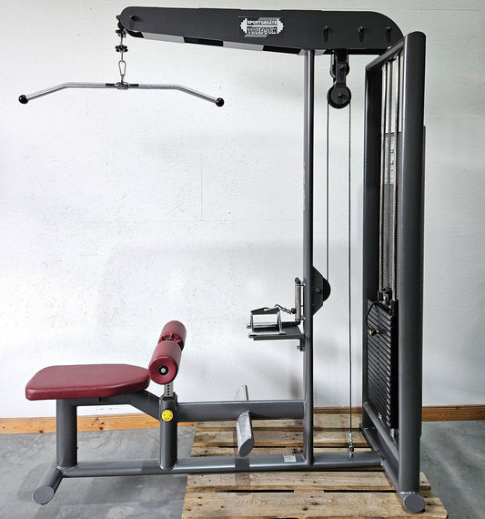 Latzug und Rudern Long Pulley 2 in 1 Kombigerät, Lat-, Ruderzug (Kombigerät) T 492b, Teuwsen Sportgeräte, Rahmen Anthrazit, gebraucht - überholter Zustand