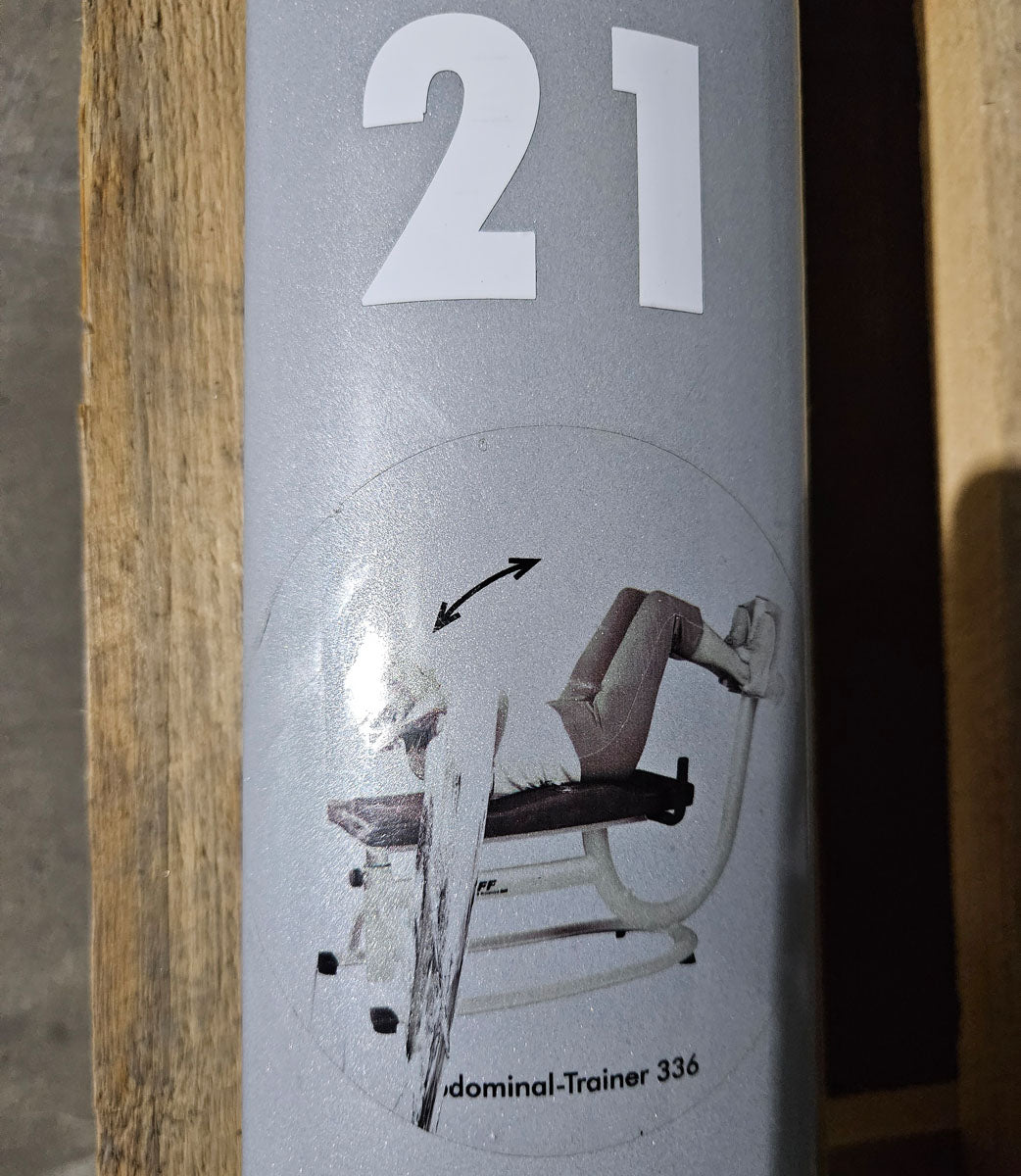 Dr. Wolff Abdominal Trainer 336, abdominal bench, frame color silver, upholstery red, used - refurbished condition