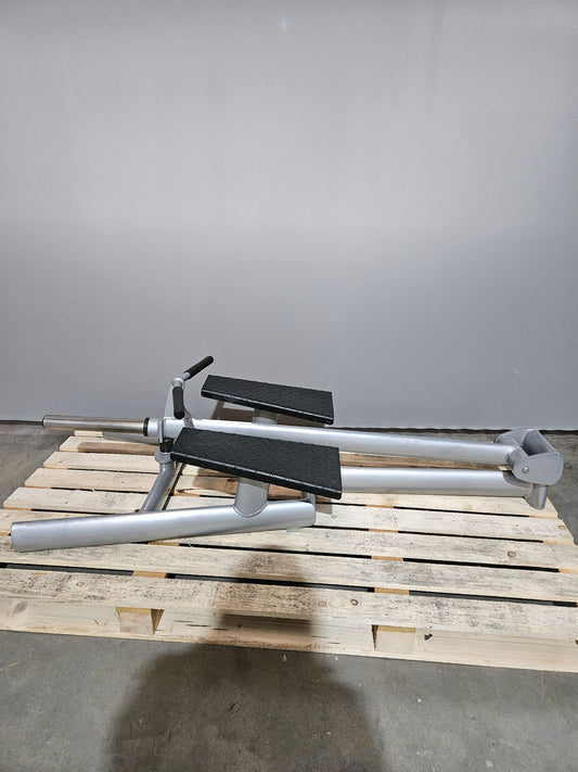 Gym80 Sygnum T-Bar Row Ruderstation - Ähnlich Pure Kraft 4018 Rudermaschine bzw 4138 Bodenhantel - Plate loaded Kraftgerät Rudern, Rahmen Silber, gebraucht - überholter Zustand