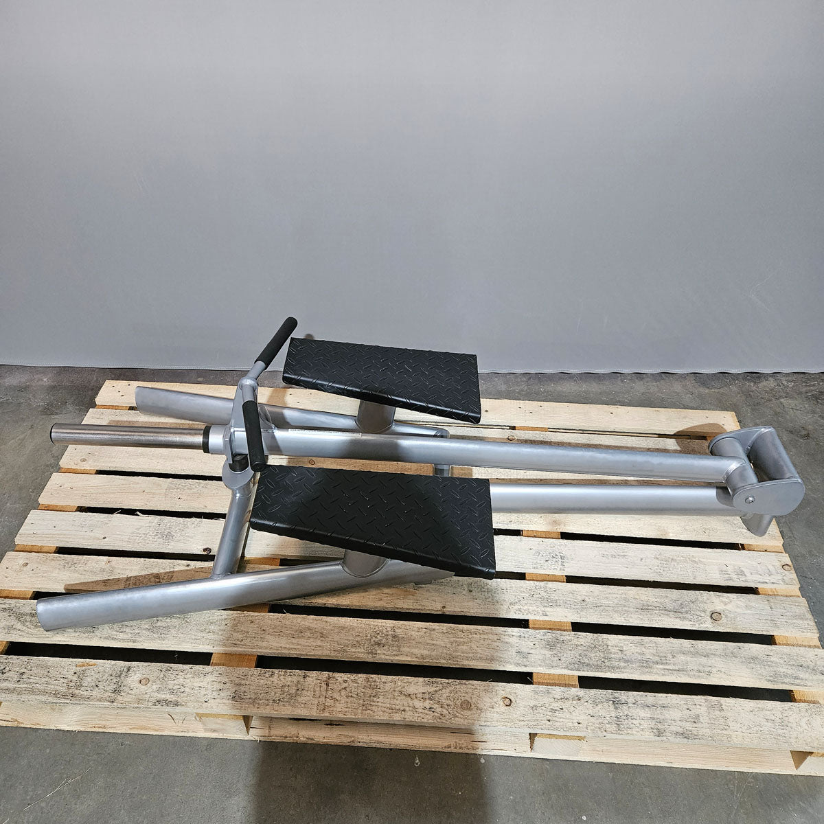 Gym80 Sygnum T-Bar Row Ruderstation - Ähnlich Pure Kraft 4018 Rudermaschine bzw 4138 Bodenhantel - Plate loaded Kraftgerät Rudern, Rahmen Silber, gebraucht - überholter Zustand