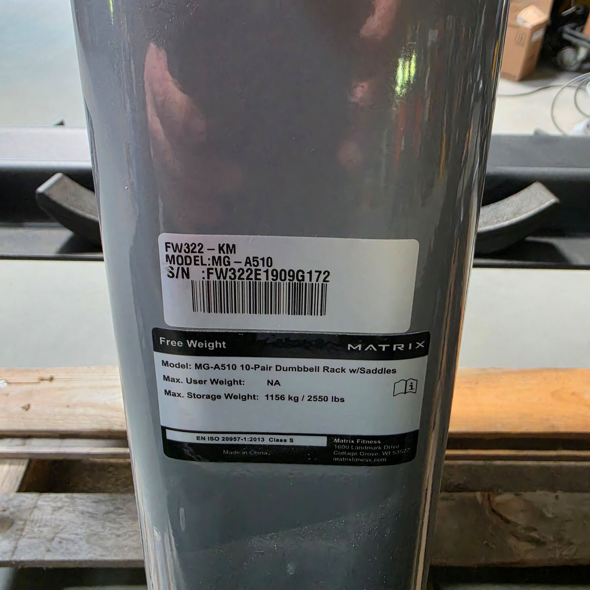 Matrix Kurzhantelständer für 10 Paare, Magnum 10-Pair Pro-Style Dumbbell Rack MG-A510, mit Ablageschalen, Farbe Silber, gebraucht - guter geprüfter Zustand