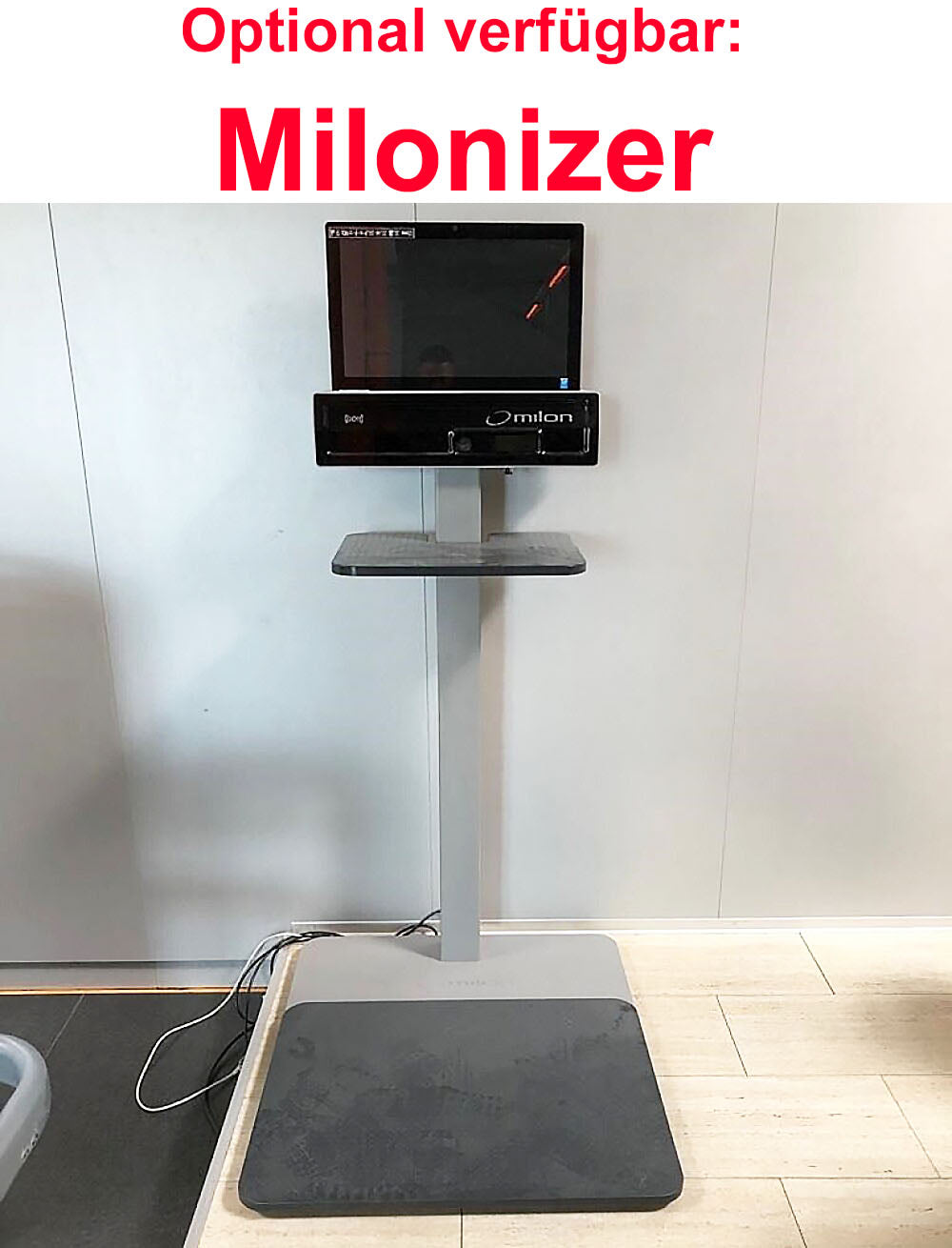 Milon PREMIUM strength-endurance circuit with LEG PRESS in carbon, built/delivered in 2016, including TV traffic light, upholstery blue, used and refurbished - good condition