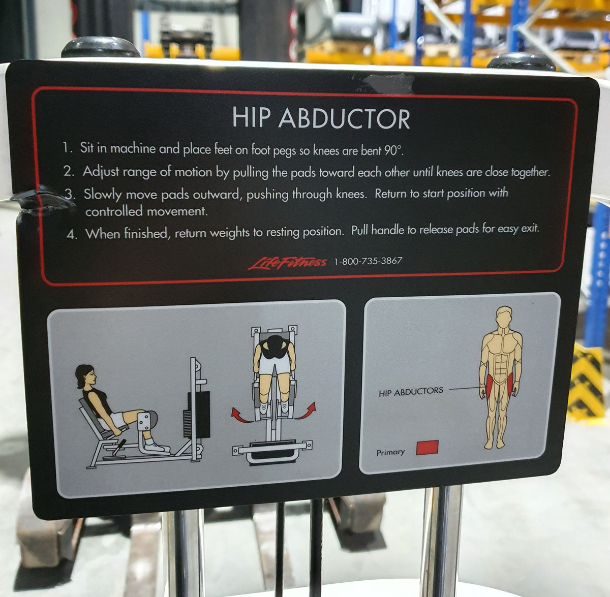Life Fitness Abduktorenmaschine, Hip Abductor Rahmen Weiß, Polster Schwarz, gebraucht - überholter Zustand