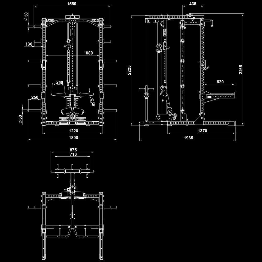 ATX Half Rack 780 Komplettstation mit Extension und Latzug Plate Load