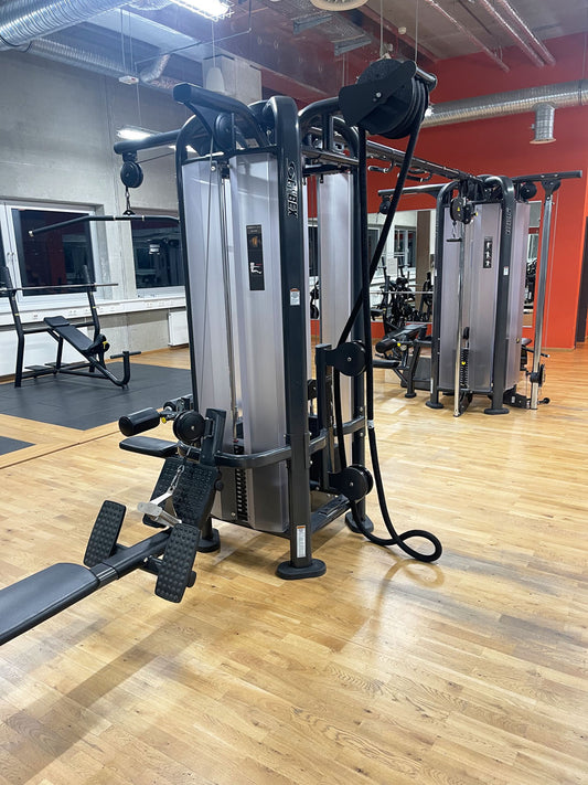 Cybex 8 Stationenturm PWR Play, 8 Stack Multi Station, baugleich Life Fitness MJ Tower, große Gewichtsblöcke, Rahmenfarbe Anthrazit, gebraucht - überholter Zustand