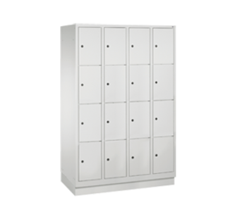 C+P Schließfachschrank, 20 Fächer, Korpus grau, Türen blau, gebraucht