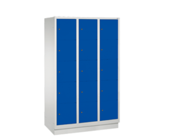 C+P locker cabinet, 12 compartments, body grey, doors lime green, used