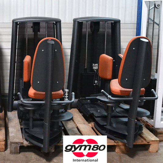 Gym80 Sygnum, Abduktoren und Adduktoren Kraftgeräte als Set Pärchen, große 105kg Gewichtsblöcke, Schwarz-Anthrazit, gebraucht - überholter Zustand