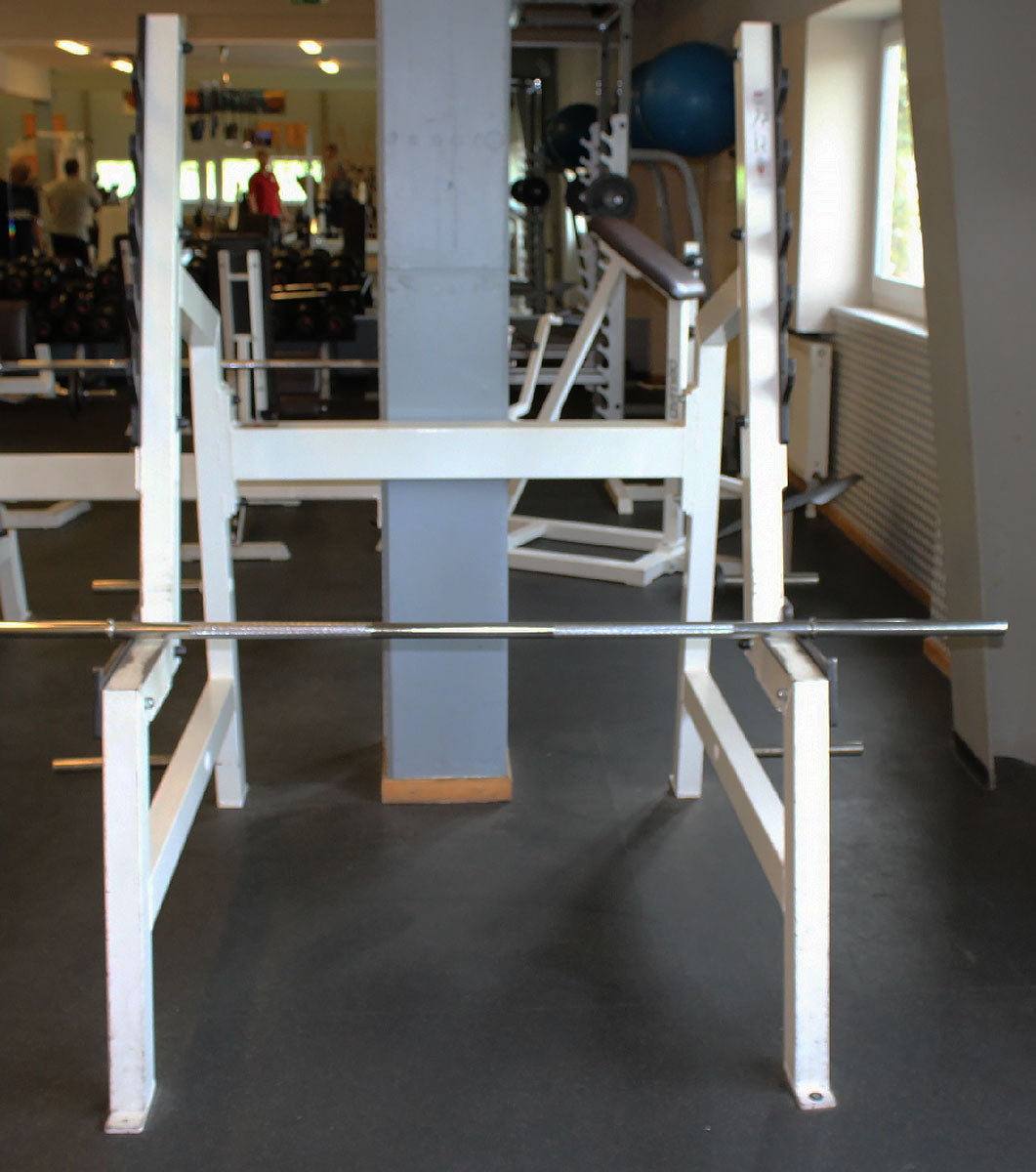Gym80 Kniebeugeständer, Olympic Squat Rack, Edition Line, Rahmen Weiß, gebraucht - überholter Zustand