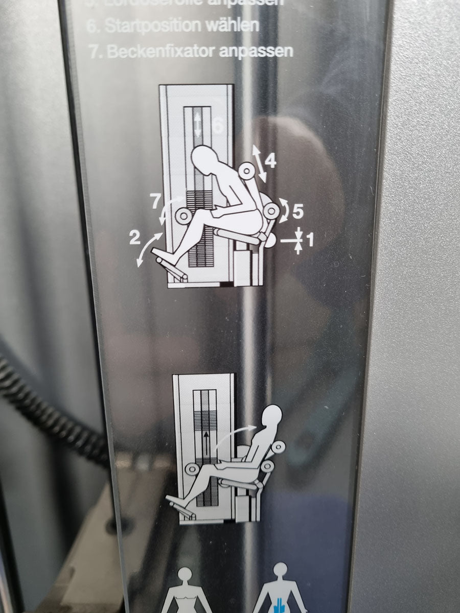 Frei Genius Eco back extension machine, hyperextension, lower back machine, frame color silver, used - refurbished condition