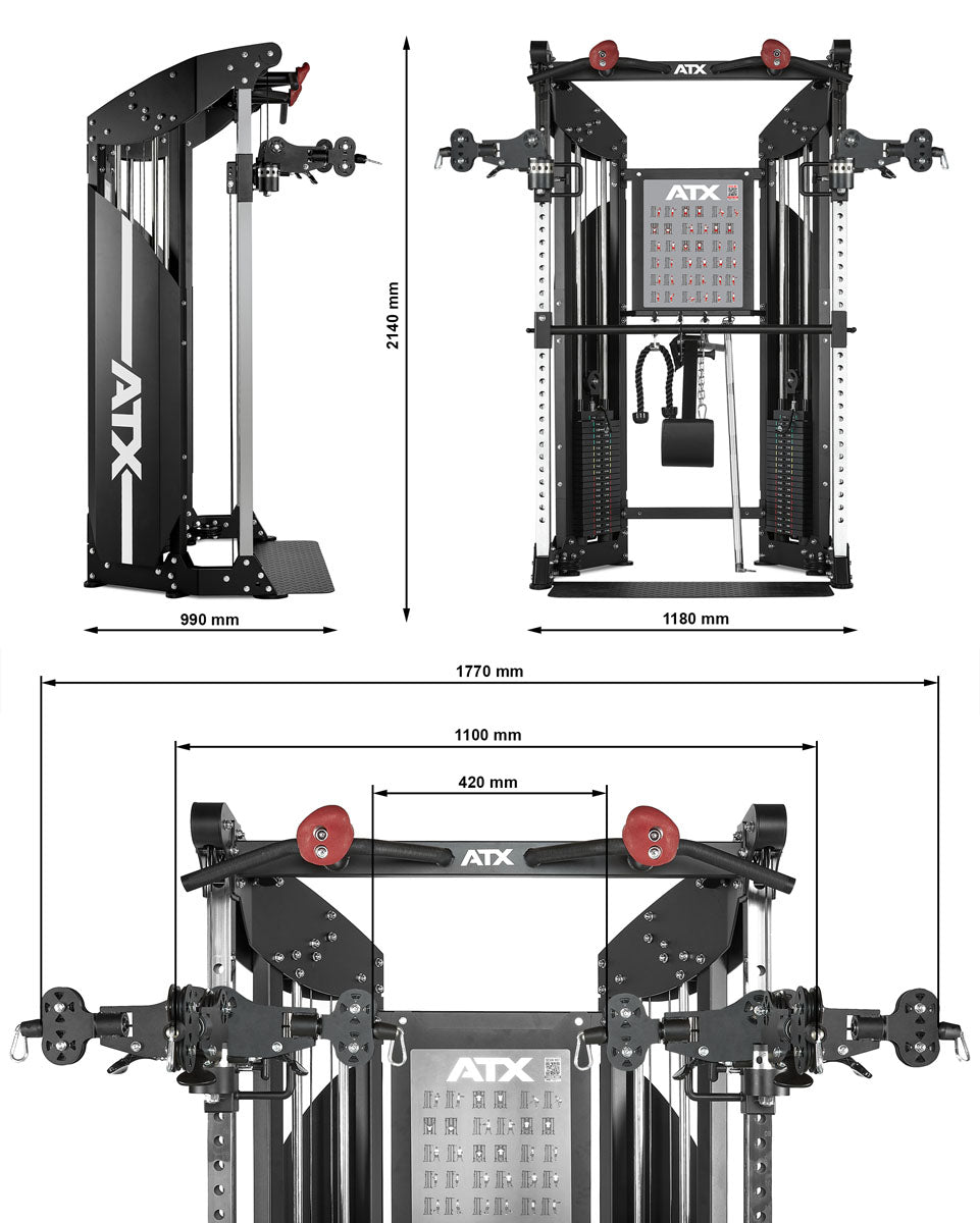 ATX cable pull station - rack with 2 x 90 kg plug-in weights and accessories!