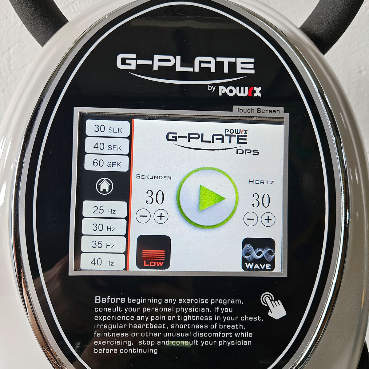 G-Plate by POWRX, Vibrationsplatte mit Luftfederung, Touchscreen Display, Farbe Weiß, gebraucht - geprüfter Zustand