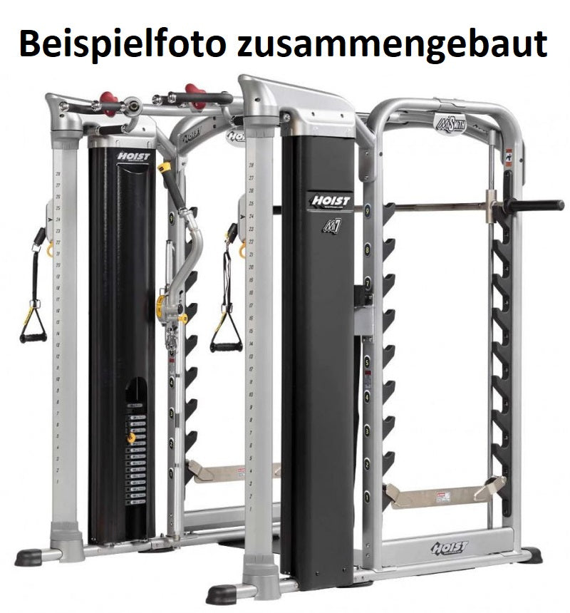Hoist PTS 3D Multipresse mit Kabelzug Crossover, Max Rack Smith Machine with Cable Crossover, Dual Adjustable Pulley DAP, Rahmenfarbe Silber, gebrauchter - überholter Zustand
