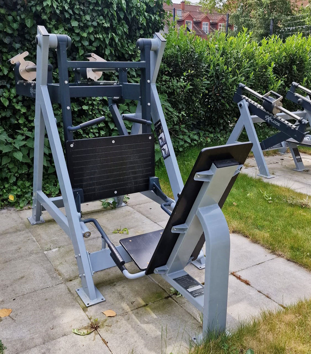 Inter Atletika Outdoor EXplode 9 strength training machines in a set, DHZ Xplode strength training equipment park, year of manufacture 2021, color gray-silver, used - tested condition