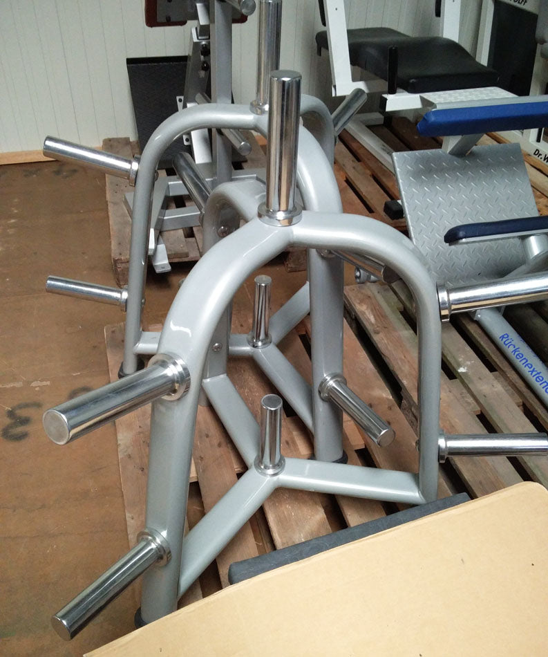Dumbbell plate rack 50mm, 50s, 8 pegs, silver, used