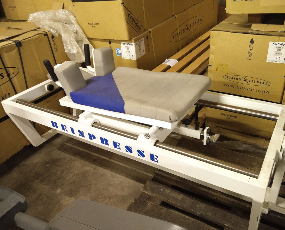 Dynamix Beinpresse, liegend, 200kg Gewichtsblock, Weiß, gebraucht