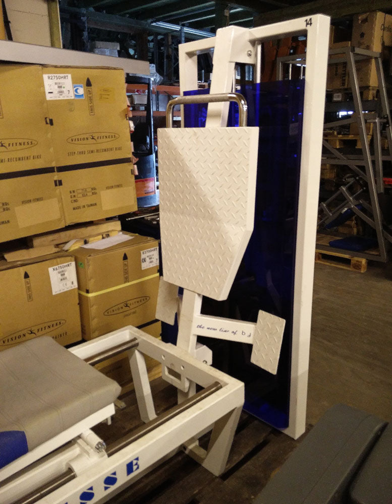 Dynamix Beinpresse, liegend, 200kg Gewichtsblock, Weiß, gebraucht
