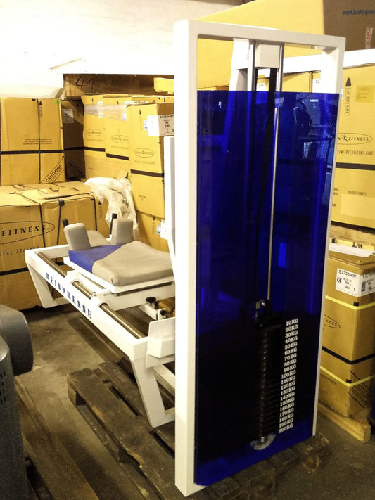 Dynamix Beinpresse, liegend, 200kg Gewichtsblock, Weiß, gebraucht