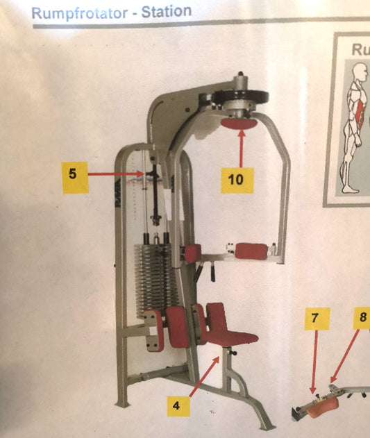 RMA Rumpfrotator - Rotationsmaschine - seitliche Bauchmuskeln, Silber, gebraucht - überholter Zustand
