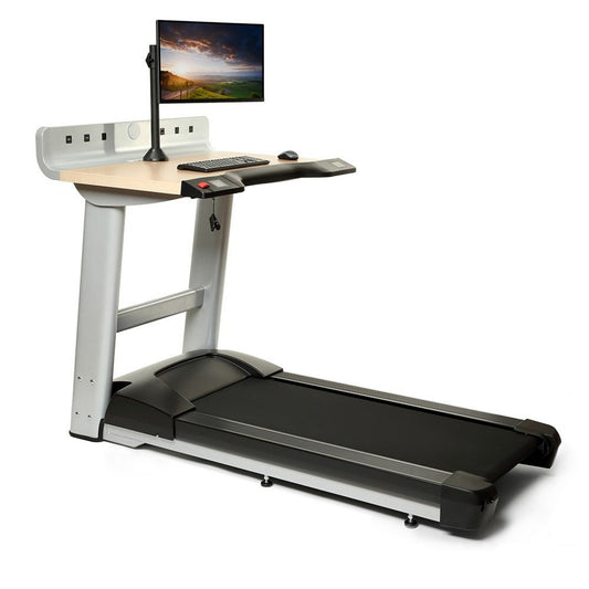 Life Fitness InMovement, Schreibtisch Laufband, Treadmill Desk Büro, Rahmen Silber, Ablage Hell, 1 Jahr alt, NEUwertig - Top Zustand