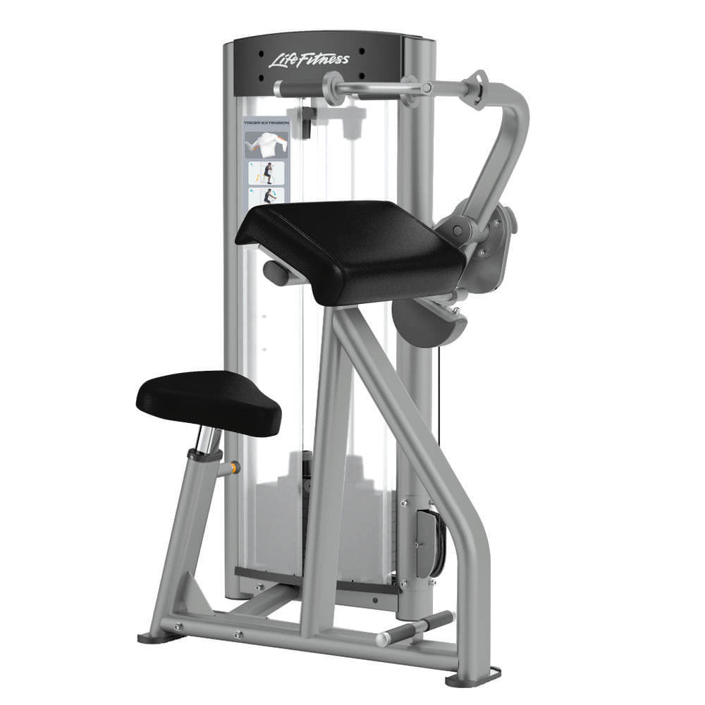 Life Fitness horizontal triceps machine, triceps extension, Optima series, arm extension, frame color platinum silver, condition NEW
